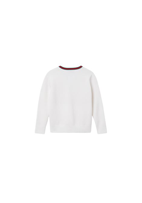 Maglione Ricamato In Cotone Bianco GUCCI KIDS | 807873-XKEIS9060